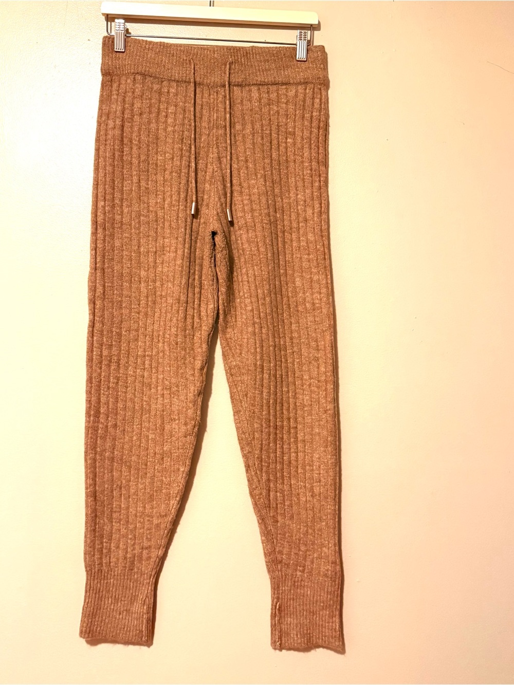 Free People Ribbed Knit Drawstring Joggers - Brown